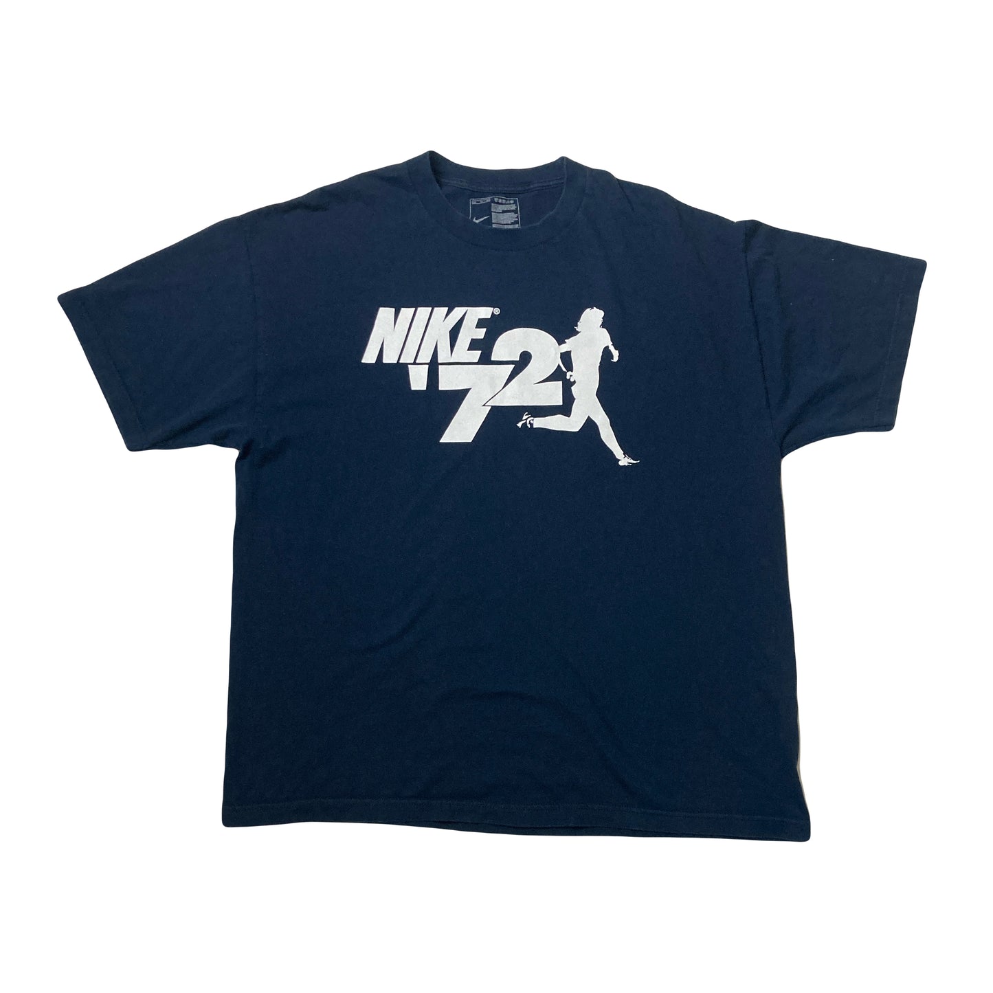 Vintage Y2K Nike 72 running logo on navy blue oversized t-shirt size XL