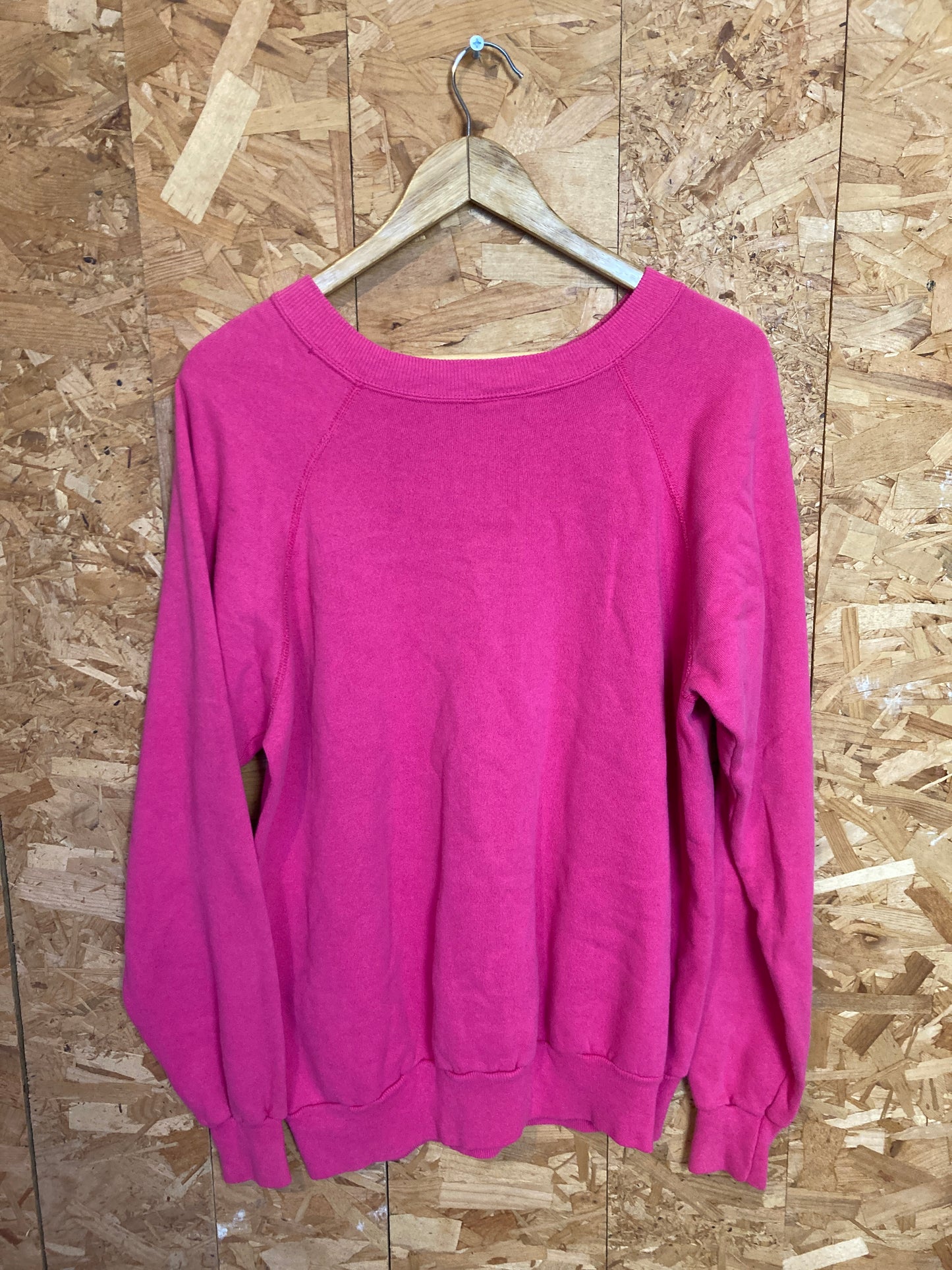 Vintage 90s cerise neon pink plain solid colour crew neck sweater size XXL