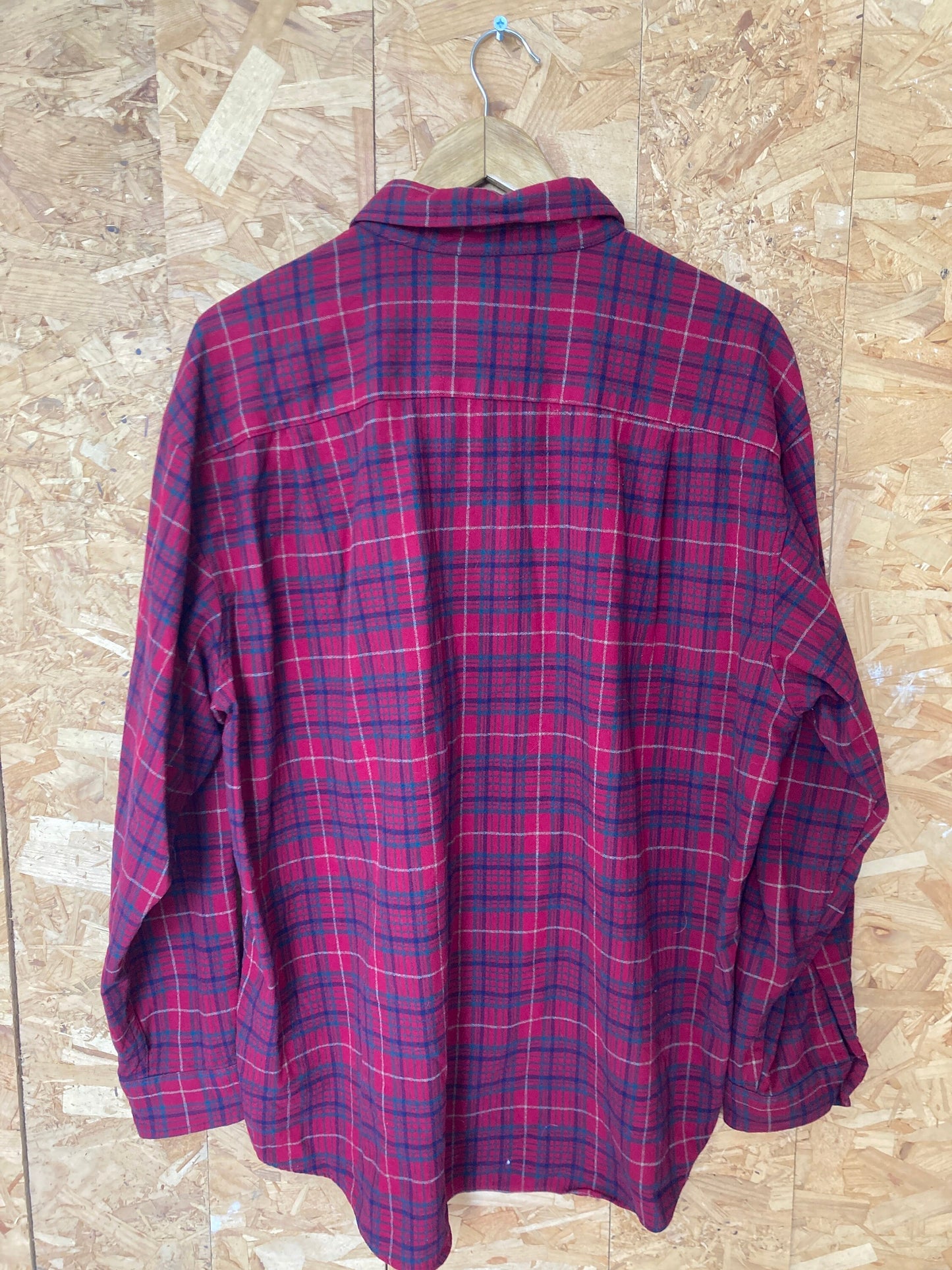 Vintage 90s Pendleton USA made red green fine check 100% virgin wool shirt size XL