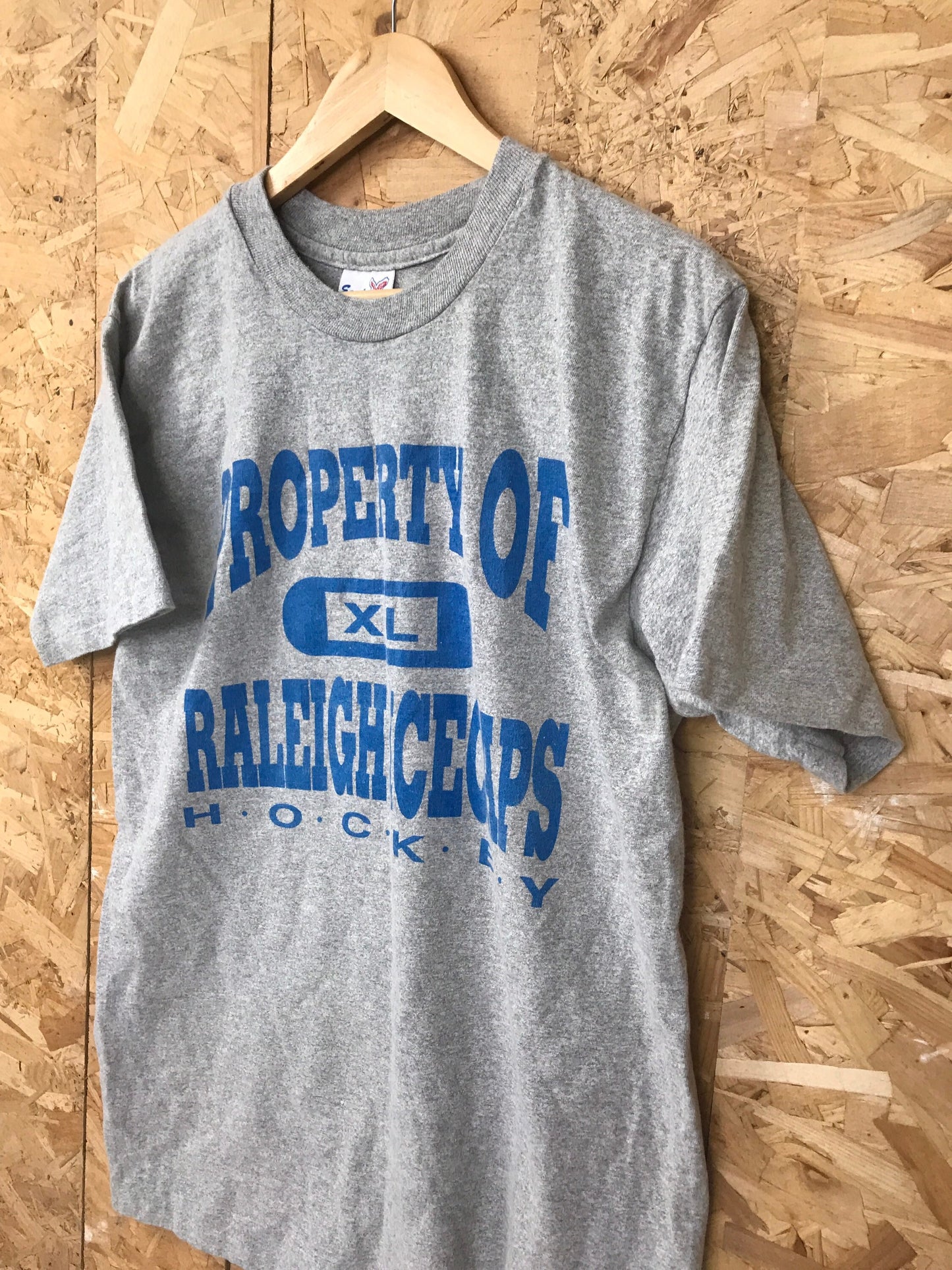 Rare vintage team signed Raleigh Ice Caps t-shirt circa 94 ECHL NHL USA Ice Hockey history memorabilia grey