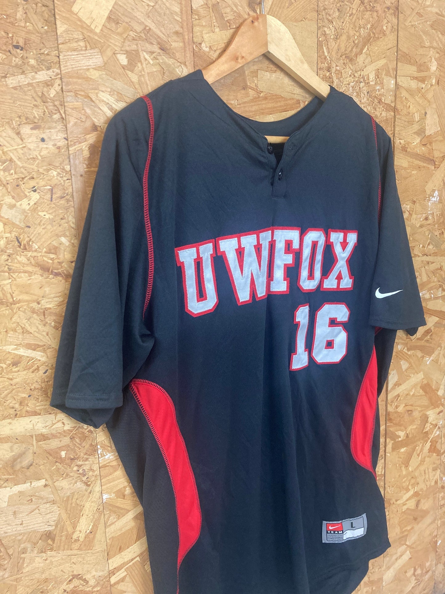 Vintage USA NFL college UWFOX football  jersey black red white size large by Nike