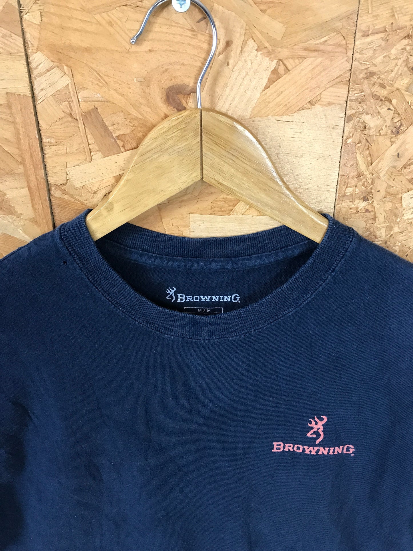 Vintage 90s Browning Hunting Texas state print USA navy blue t-shirt size medium