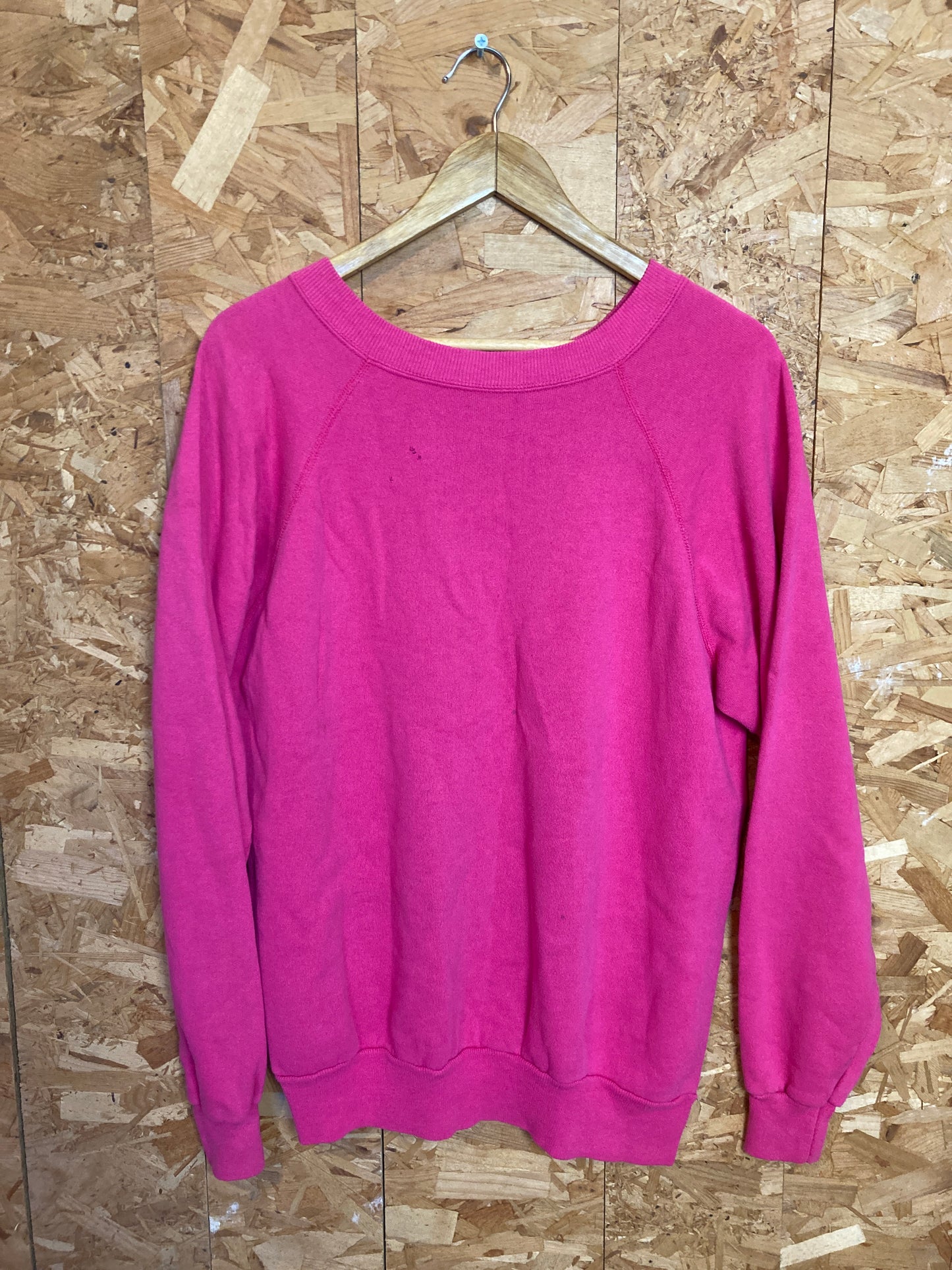 Vintage 90s cerise neon pink plain solid colour crew neck sweater size XXL