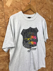 Vintage 90s Suffern PBS hot rod auto show 1992 USA souvenir  grey marl t shirt size XL