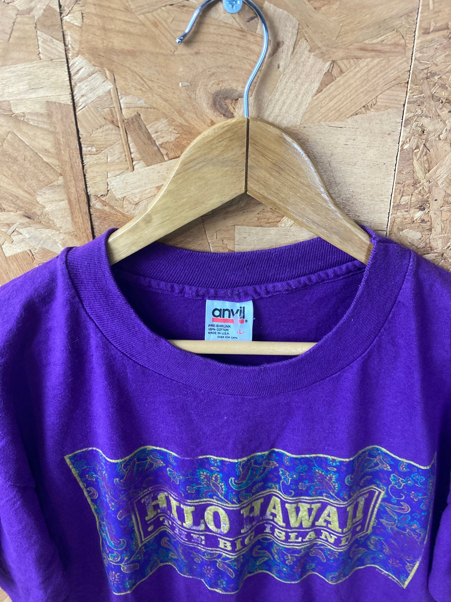 Vintage 90 purple Hilo Hawaii USA single stitch souvenir t-shirt size large