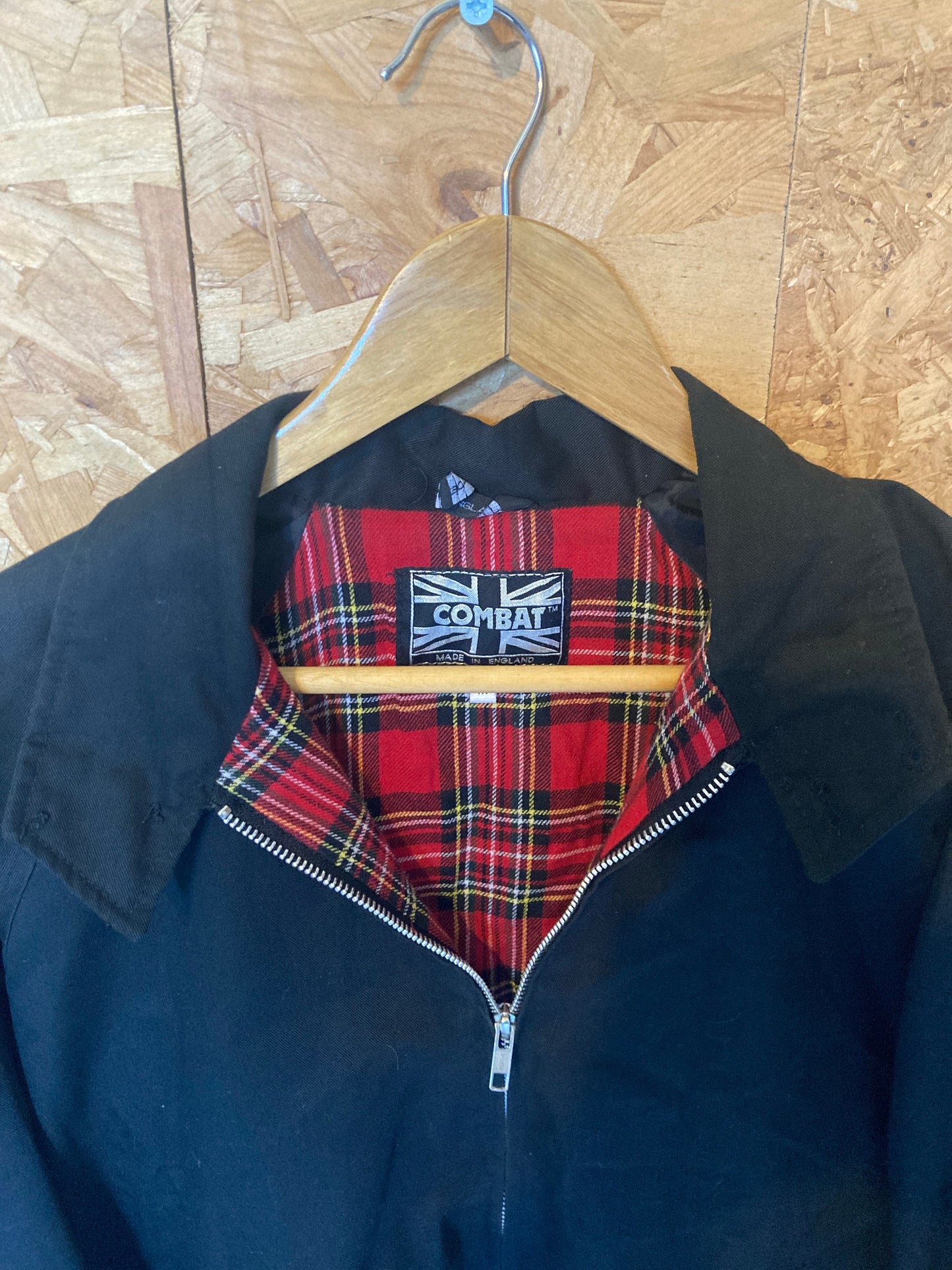 Vintage MOD soul skinhead black tartan inner British made Harrington style jacket size medium