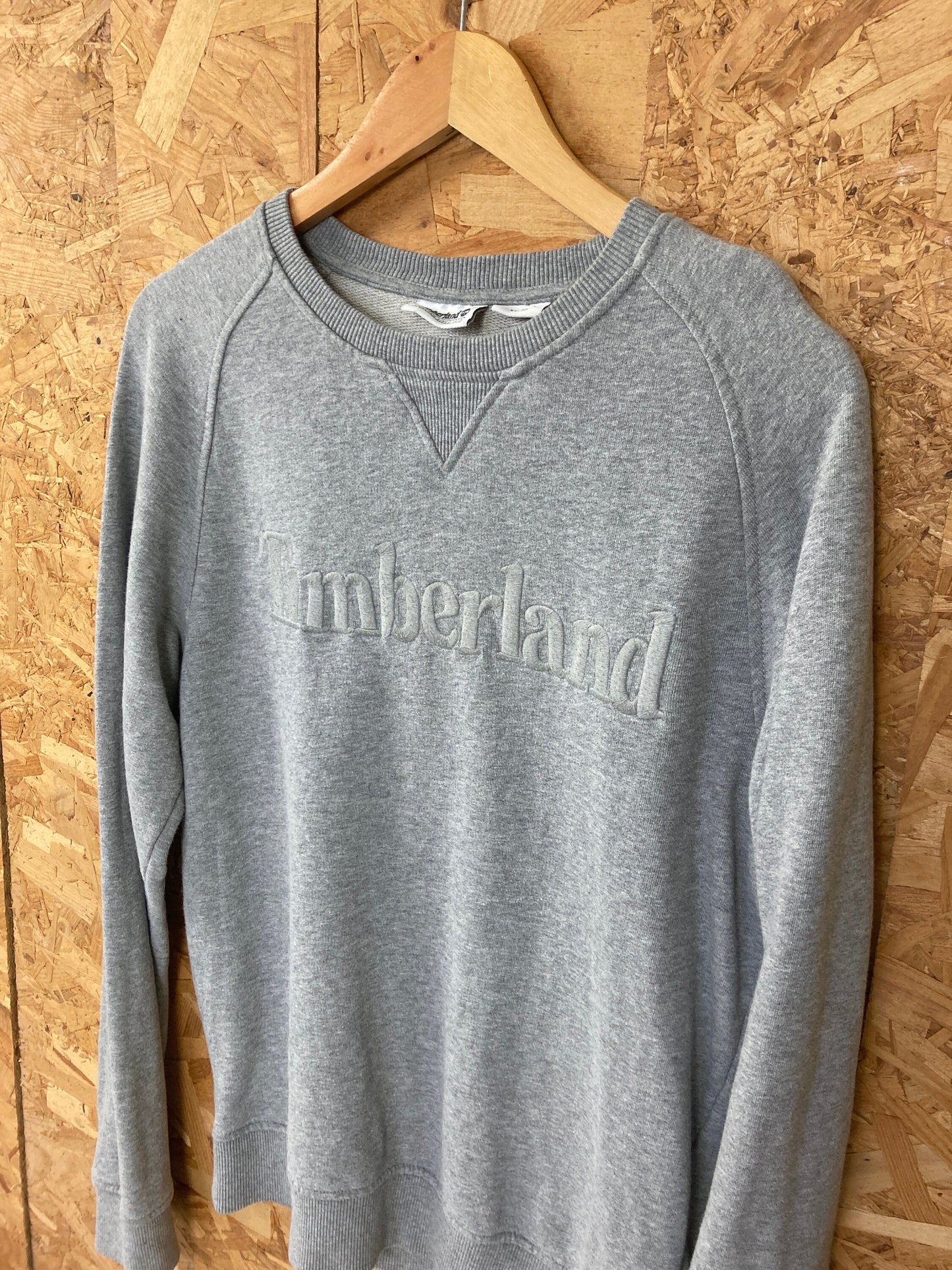 Vintage Y2K grey Timberland USA embroidered spell out crew neck sweater size XS