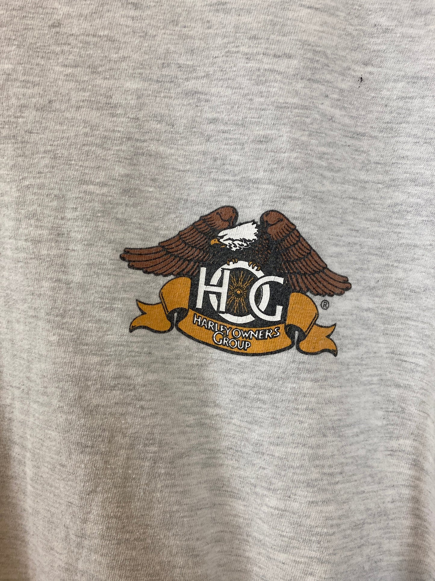 Vintage Y2K Harley Davison owners club hog rally souvenir grey marl t-shirt size large