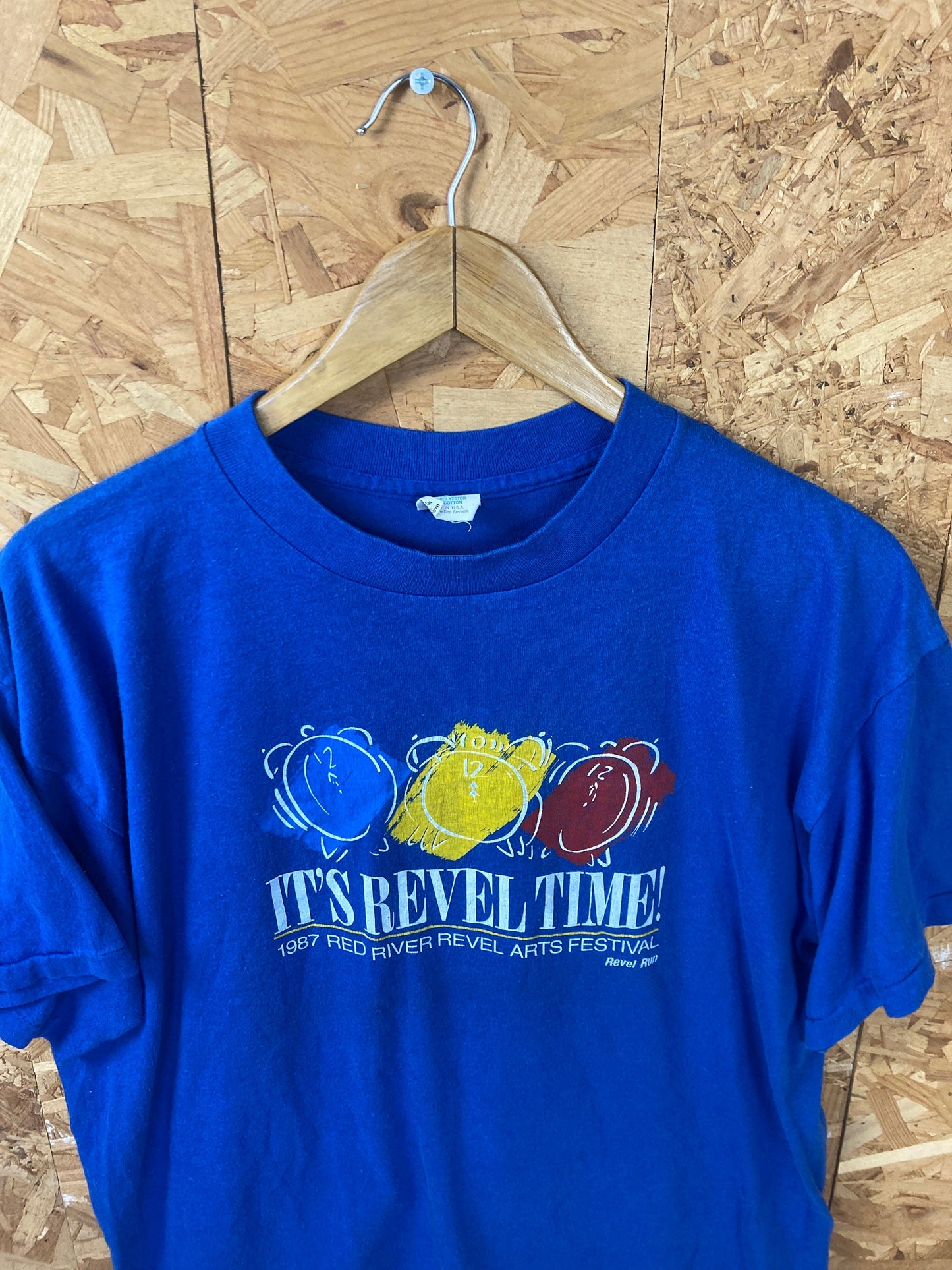 Vintage 80s Red River Revel Arts Festival 87’ blue t-shirt size XL