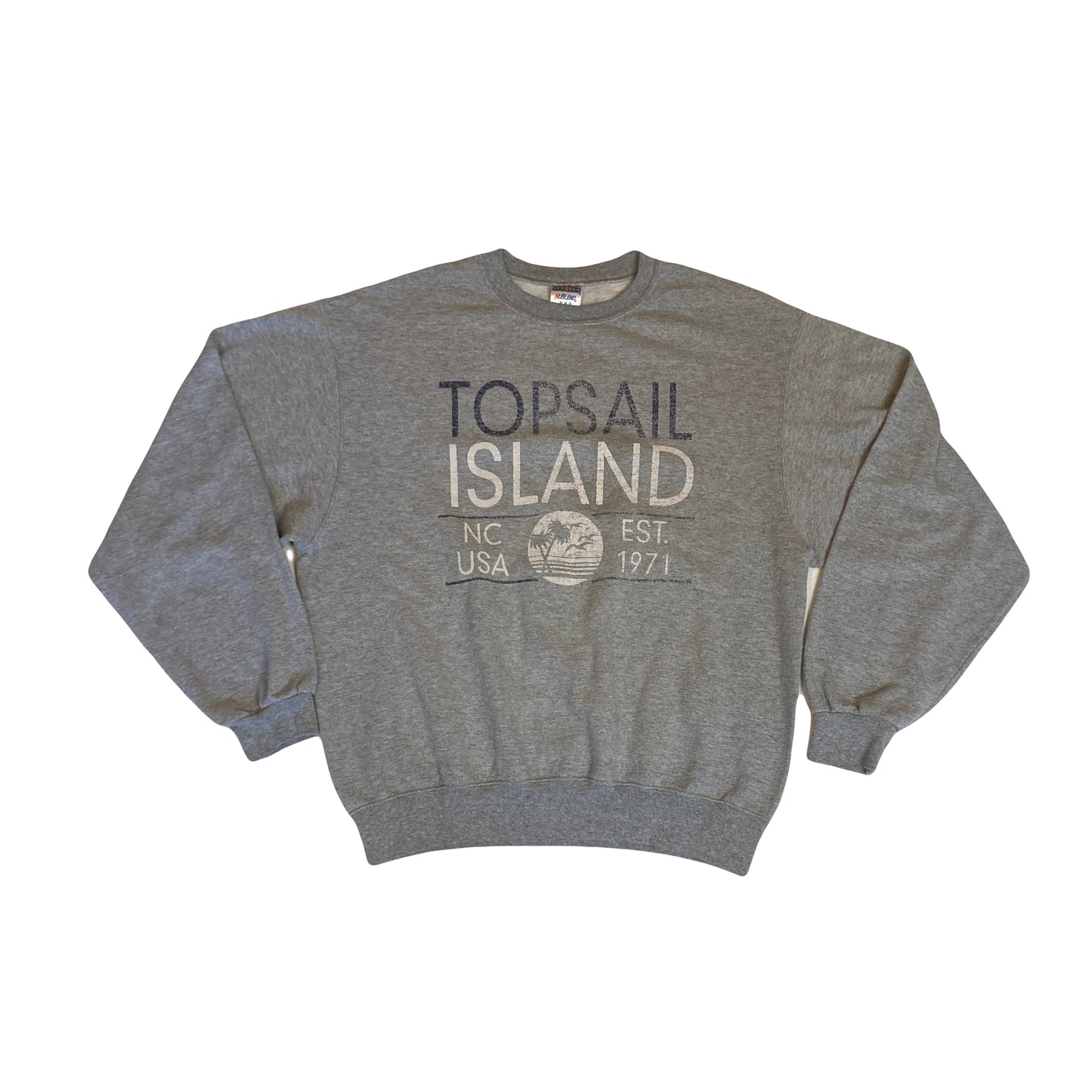 Vintage 90s grey Topsail Island crew neck sweater size medium by Jerzees