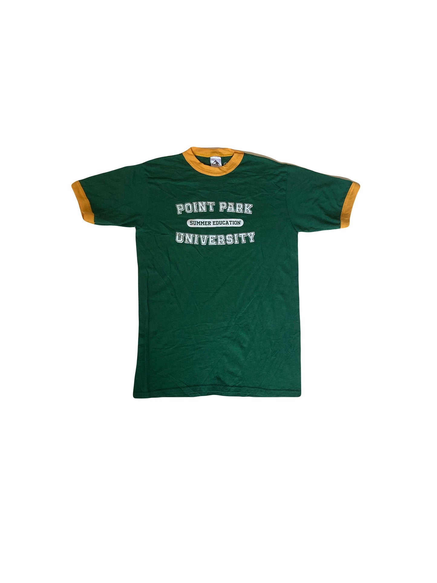 Vintage 90s dark green & yellow Point Park University Summer Education souvenir USA t-shirt size small