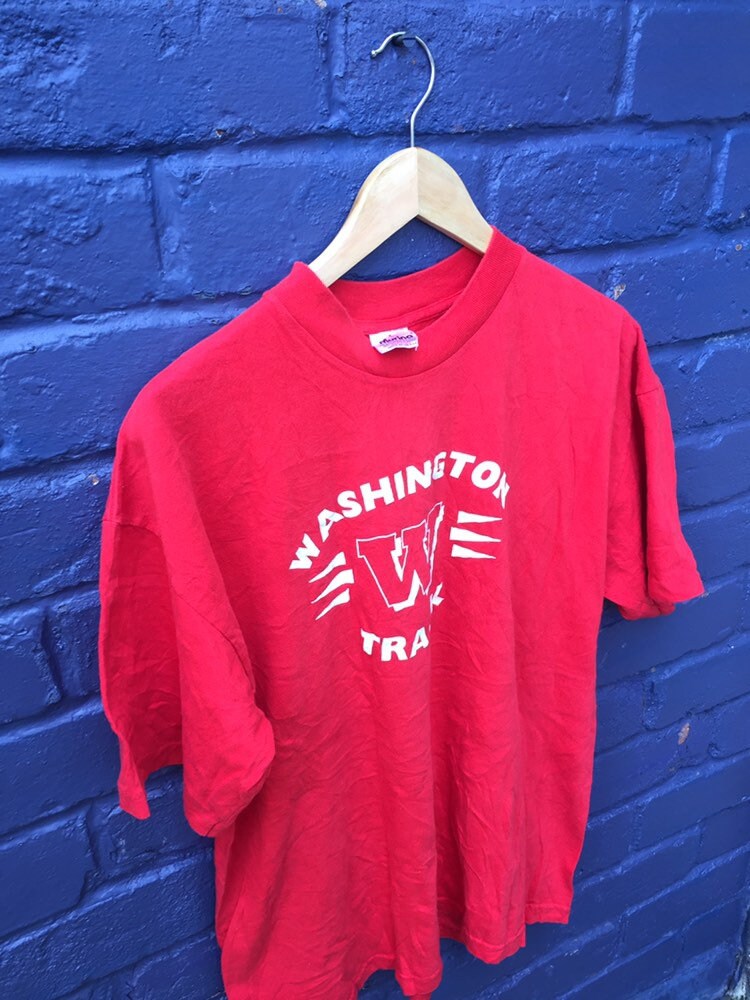 Vintage 80s Washington Track USA college varsity red t-shirt size XL