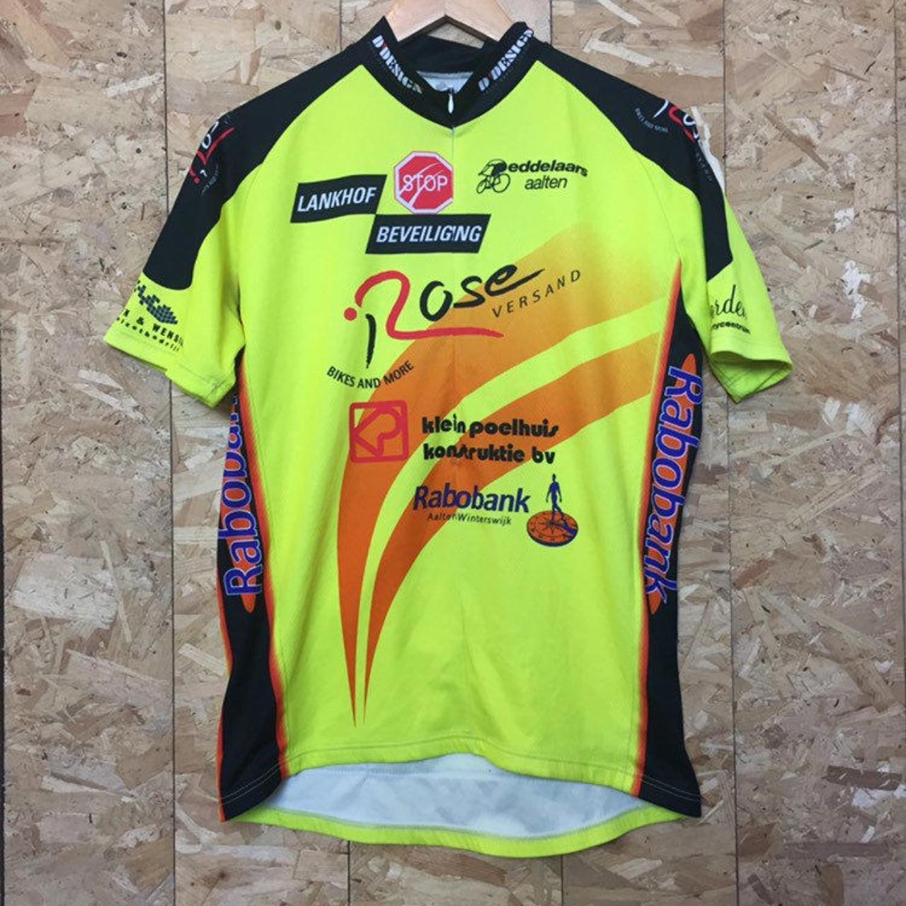 Vintage 00s Dutch Vuelta Italia Tour de France style cycle jersey neon yellow size XL