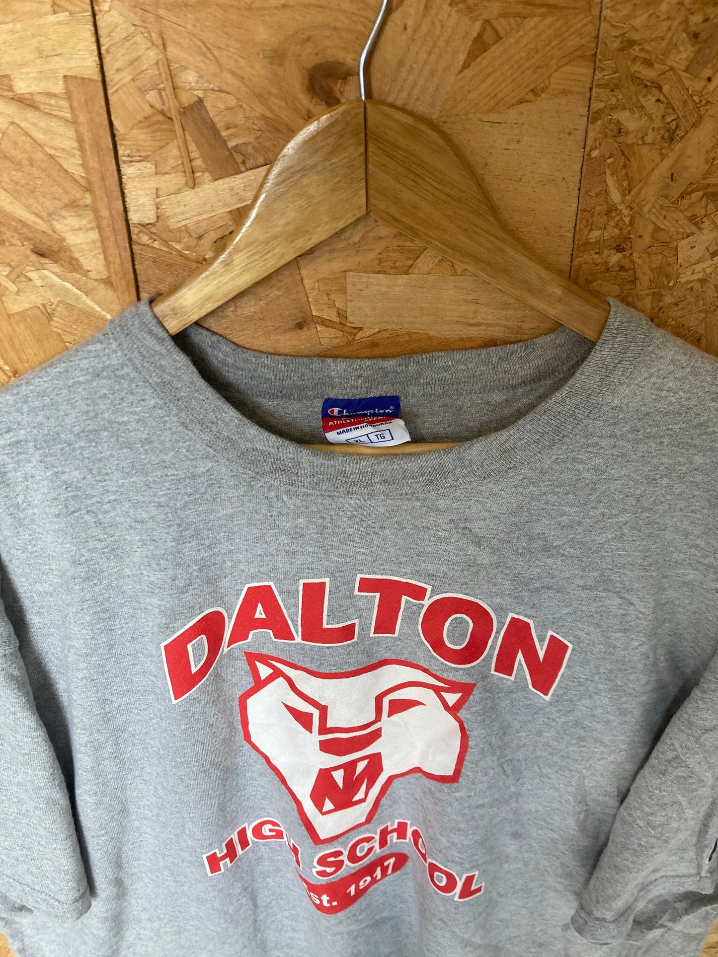 Vintage 90s Dalton High School Athletics USA souvenir grey marl oversized  t-shirt size XL by Champion