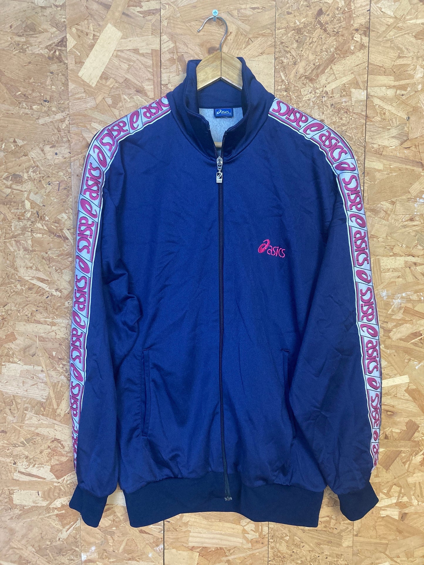 Vintage 90s ASICS blue navy pink gym  track top and trousers set size Large