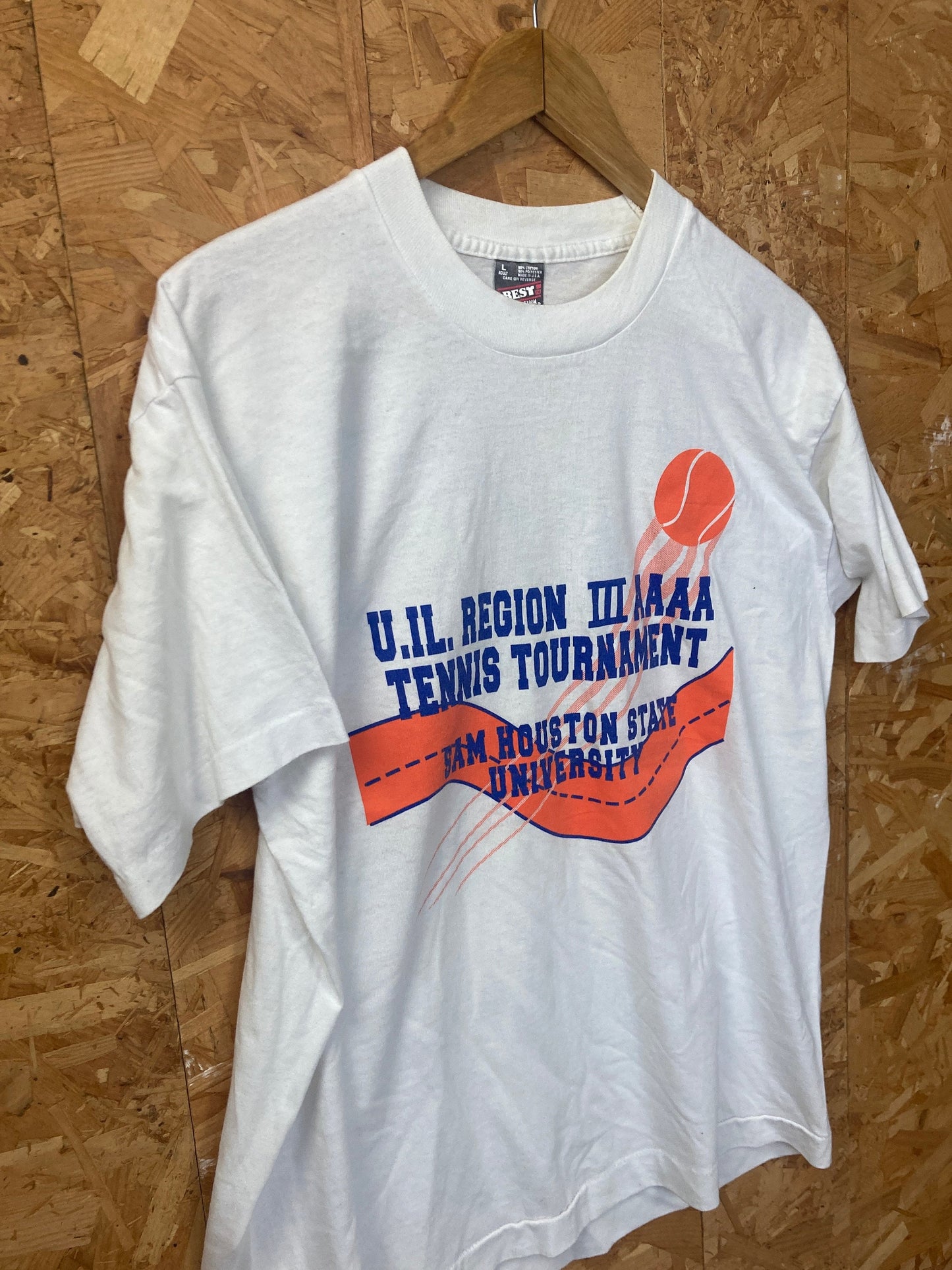 Vintage 90s Houston University Tennis Tournament Go Hard or Go Home USA souvenir white orange t-shirt size large