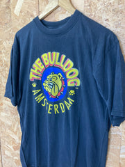 Vintage 90s Bulldog Coffee Shop Amsterdam black souvenir t-shirt size large