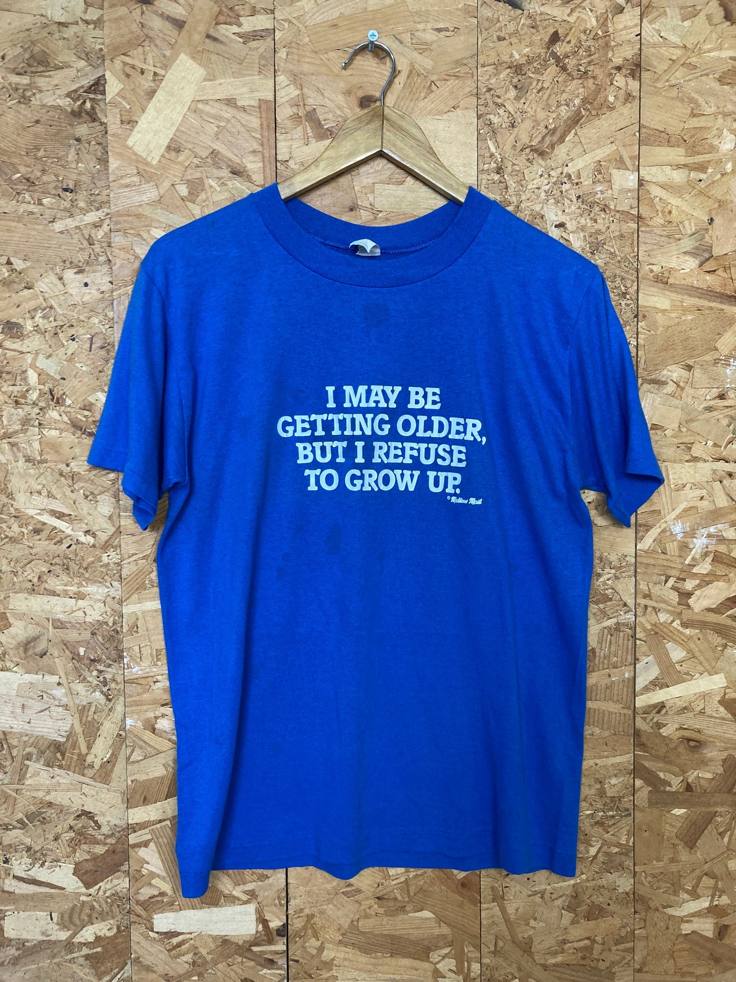 Vintage 80s Quirky “I may be getting older but I refuse too grow up” souvenir USA blue t-shirt size medium