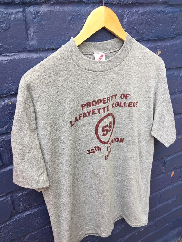 Vintage 93 Lafayette College reunion USA souvenir college varsity grey marl t-shirt size large