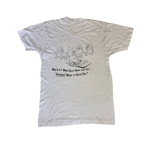 Vintage 80s funny mouse trap slogan graphic white single stitch t-shirt size large