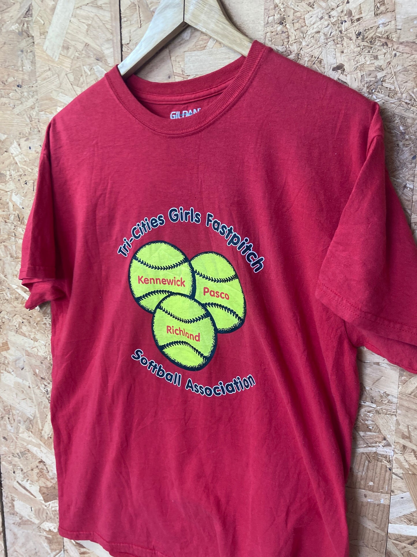 Vintage 90s 'Dairy Queen #14'  Tri-City Girls Fastpitch Softball Association souvenir quirky t-shirt size medium