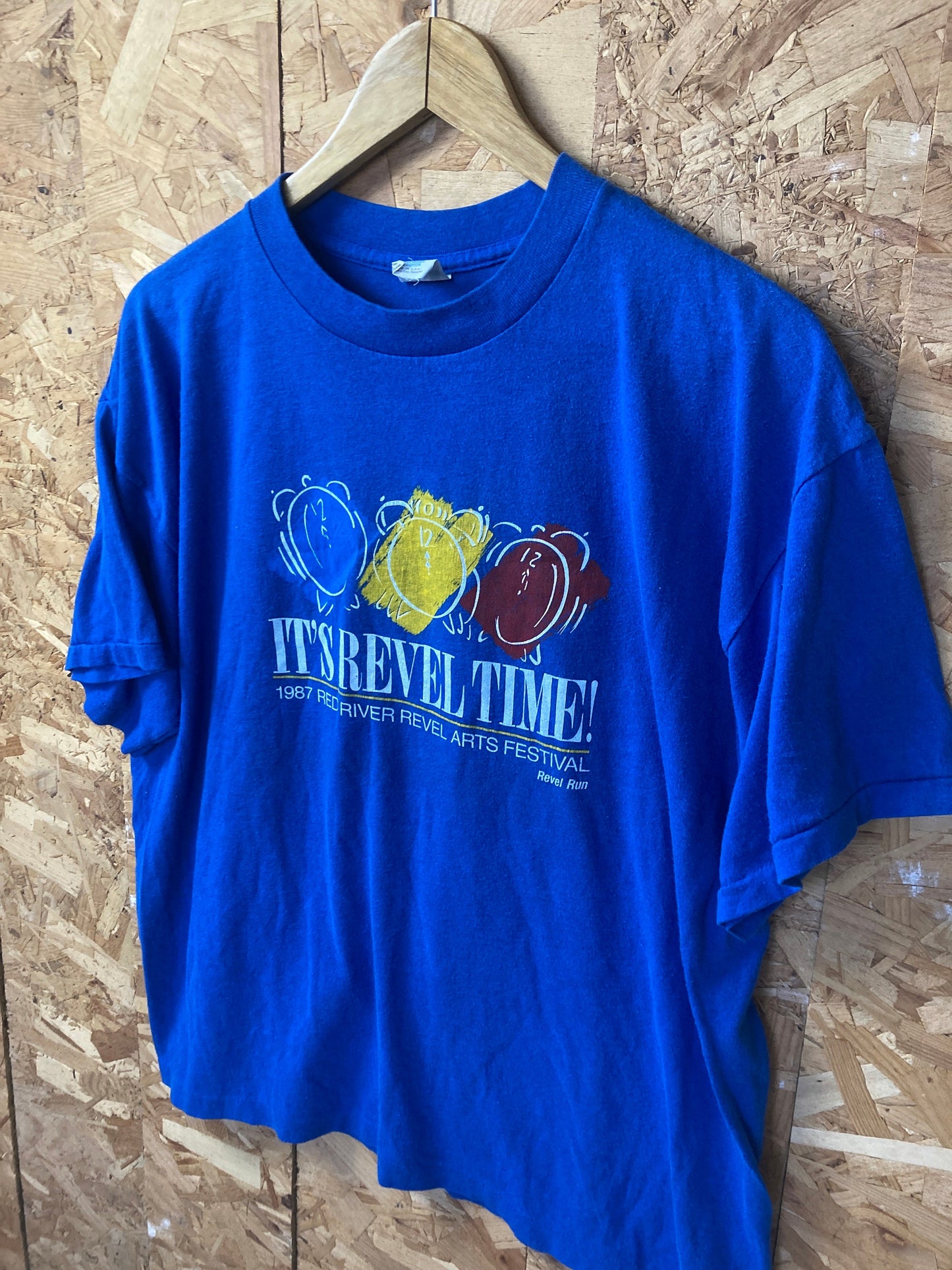 Vintage 80s Red River Revel Arts Festival 87’ blue t-shirt size XL