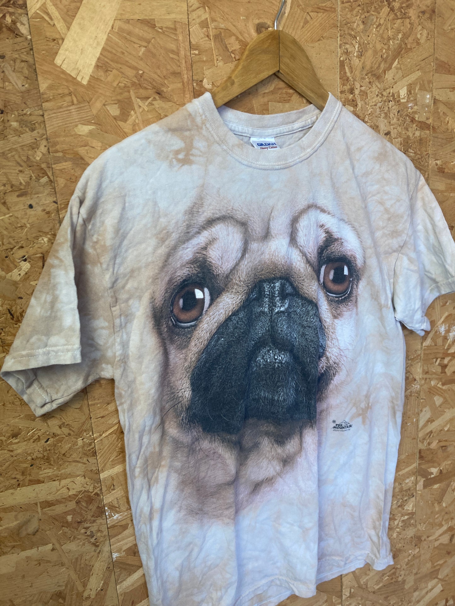 Vintage  Y2K tie dye beige french bulldog print souvenir t-shirt size medium