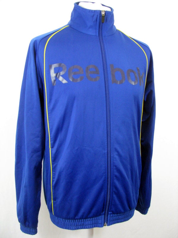 Reebok 90s Blue & Yellow Vintage Tracksuit Top Retro Jacket zip top size medium