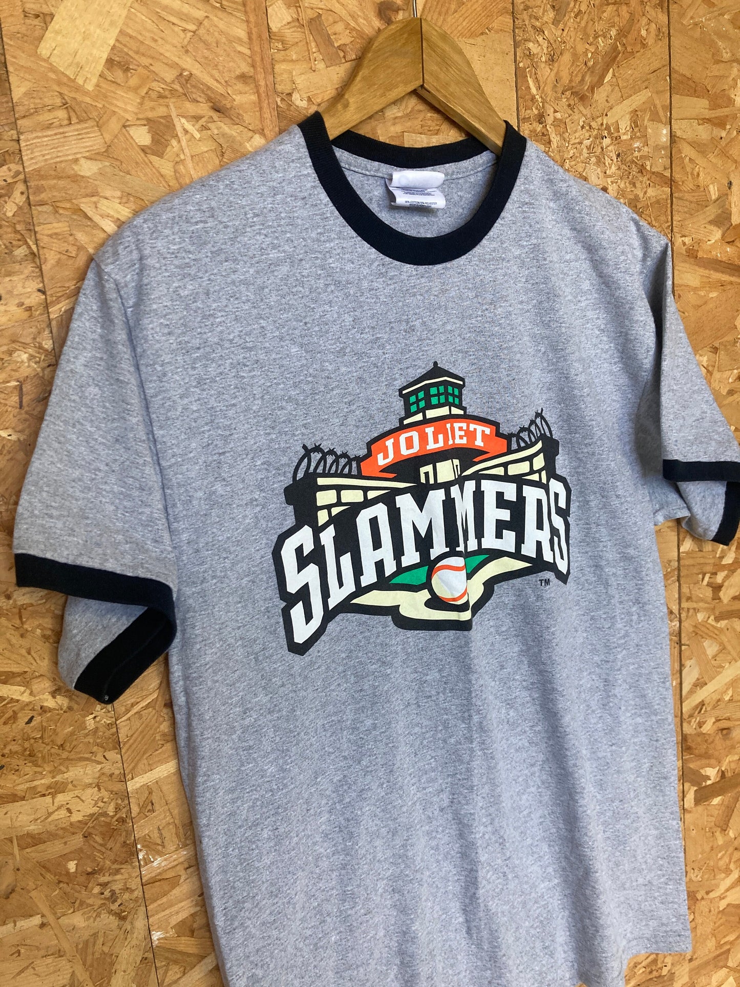 Vintage 90s Joliet Slammers Baseball team Illinois USA souvenir grey marl t-shirt size large