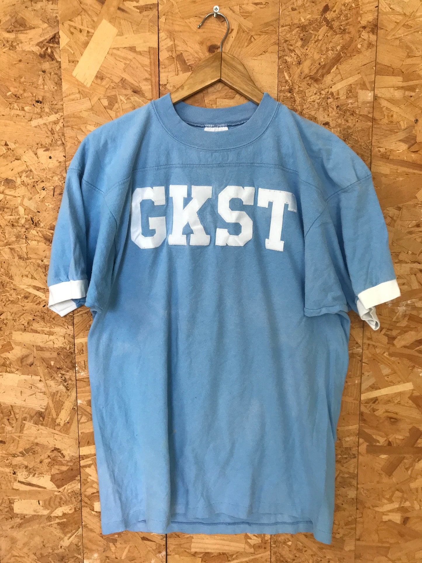 Vintage 90s light blue Kaitlyn GKST college varsity team football USA t-shirt size medium