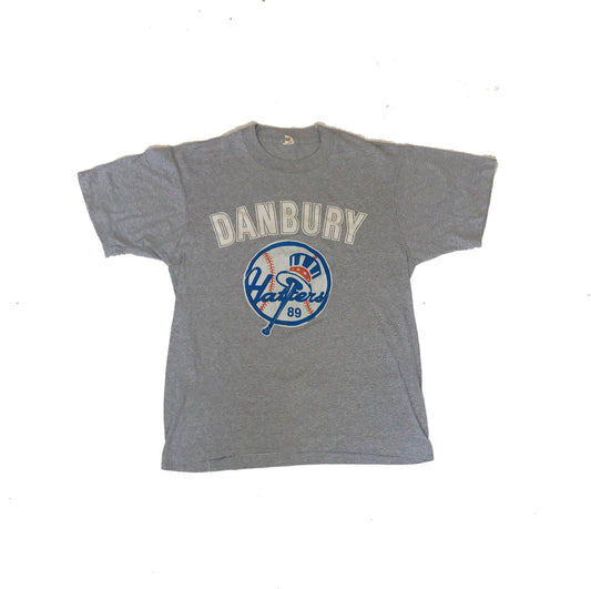 Vintage 90s USA college Danbury Football souvenir grey sports PE t-shirt  size medium