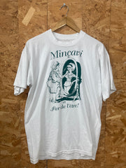 Vintage 90s Mincavi Et Fier De L’être by Lynn Martineau souvenir folk literary white t-shirt size XL