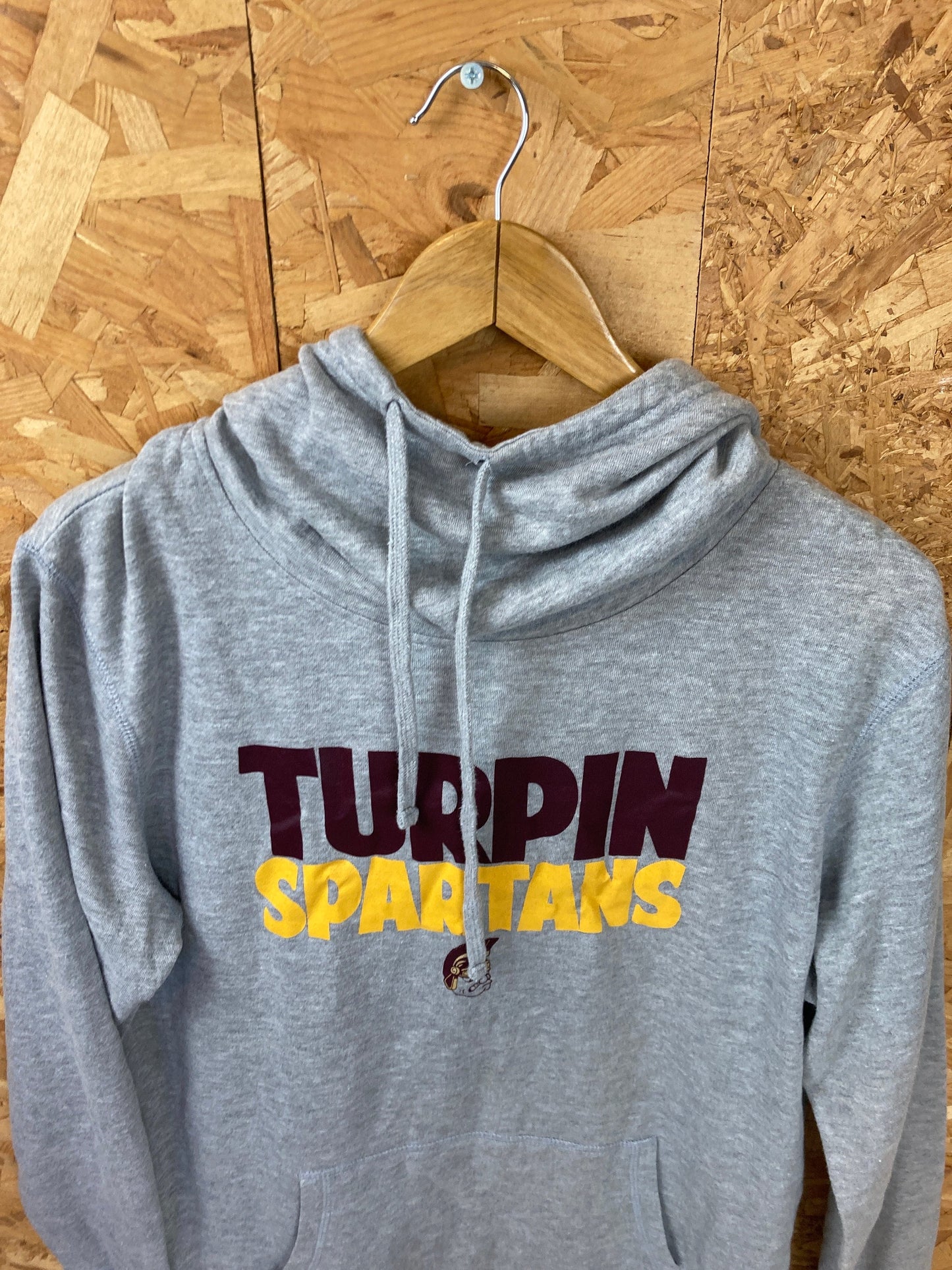 Vintage Y2K Turpin Spartans USA college varsity snood neck grey hoodie size XL