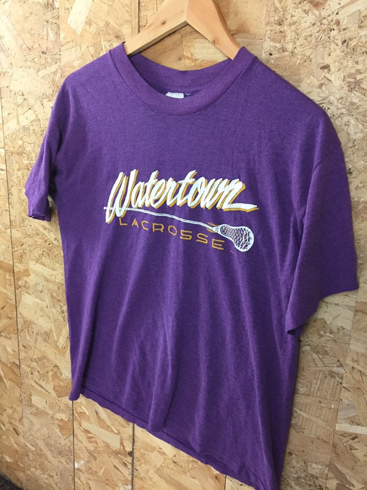 Vintage 80s Watertown lacrosse purple quirky USA souvenir t-shirt size large