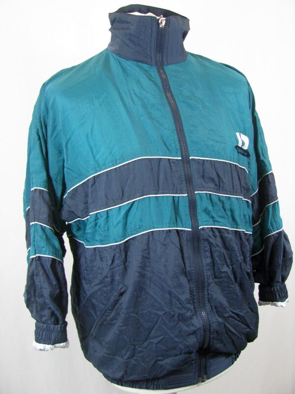 Vintage 90s green grey Old School B-Boy Donnay Retro Shell Track Jacket size small