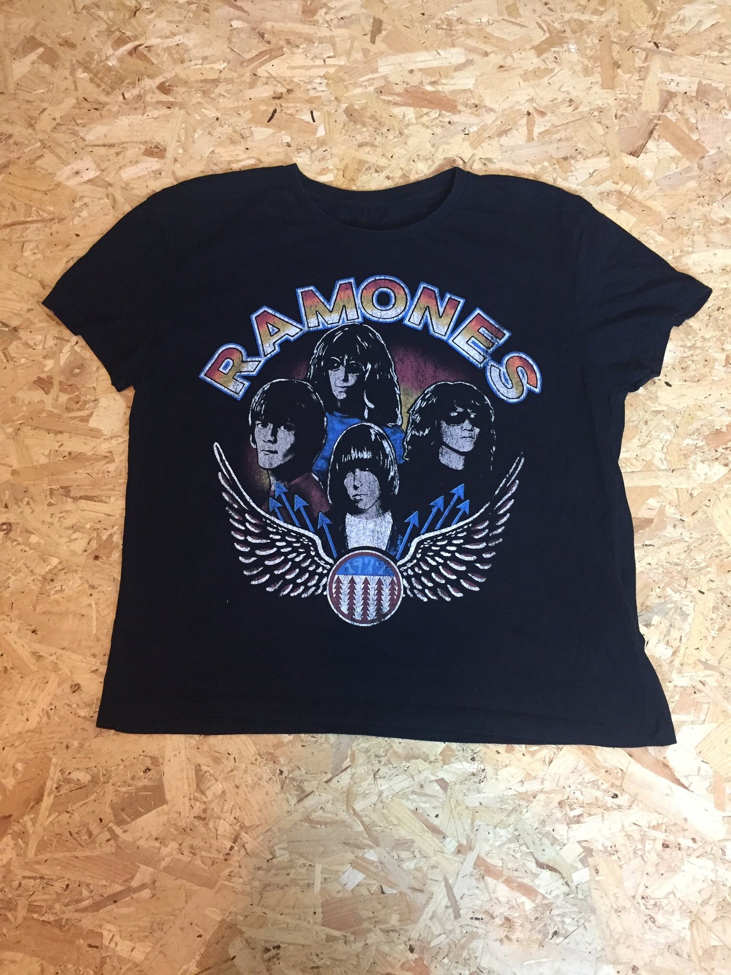 Slouchy Ramones ladies t-shirt double side print size large