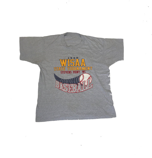 Vintage 91 Wisconsin inter scholastic athletics association baseball tournament grey marl t-shirt size large