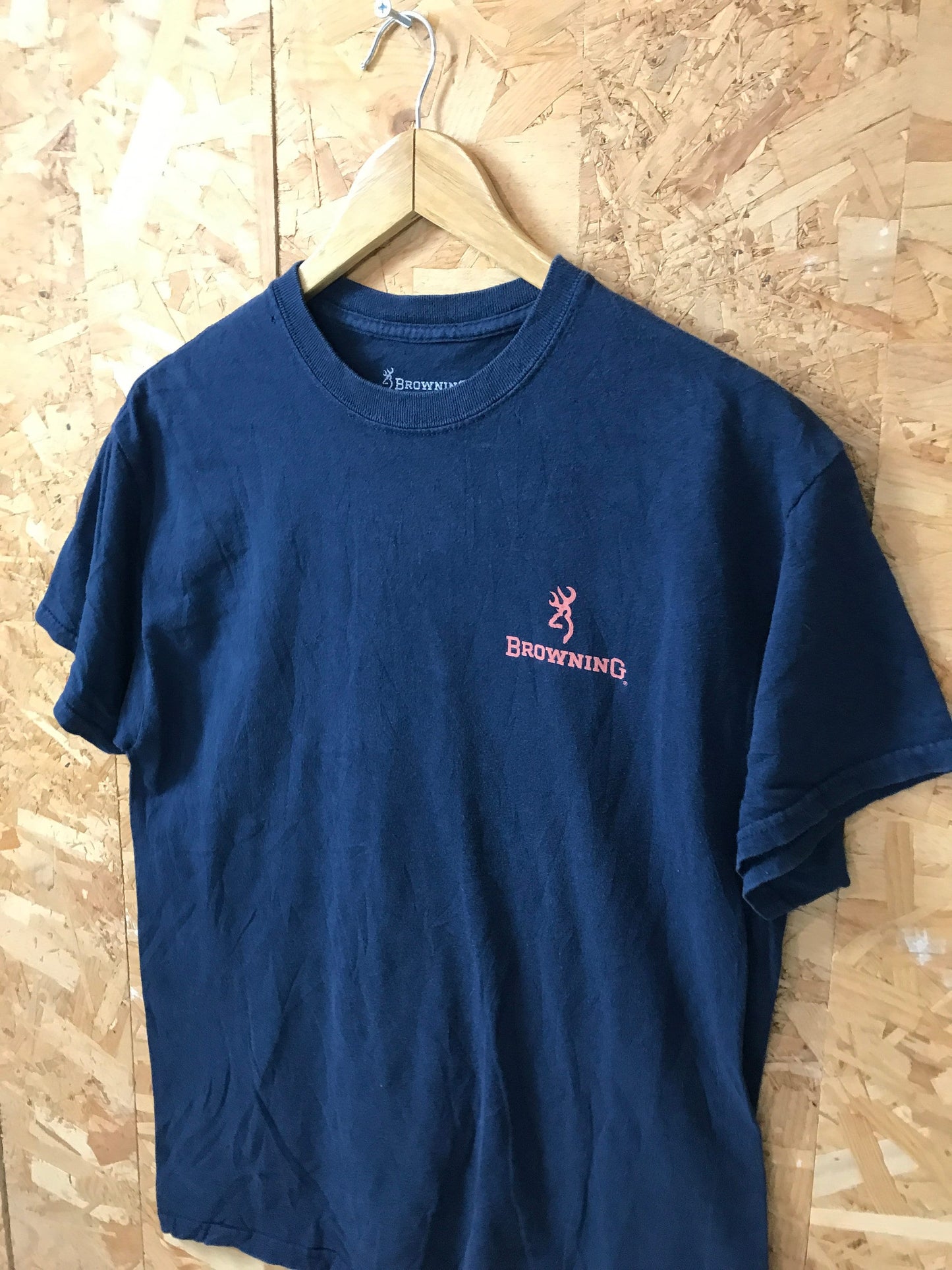 Vintage 90s Browning Hunting Texas state print USA navy blue t-shirt size medium