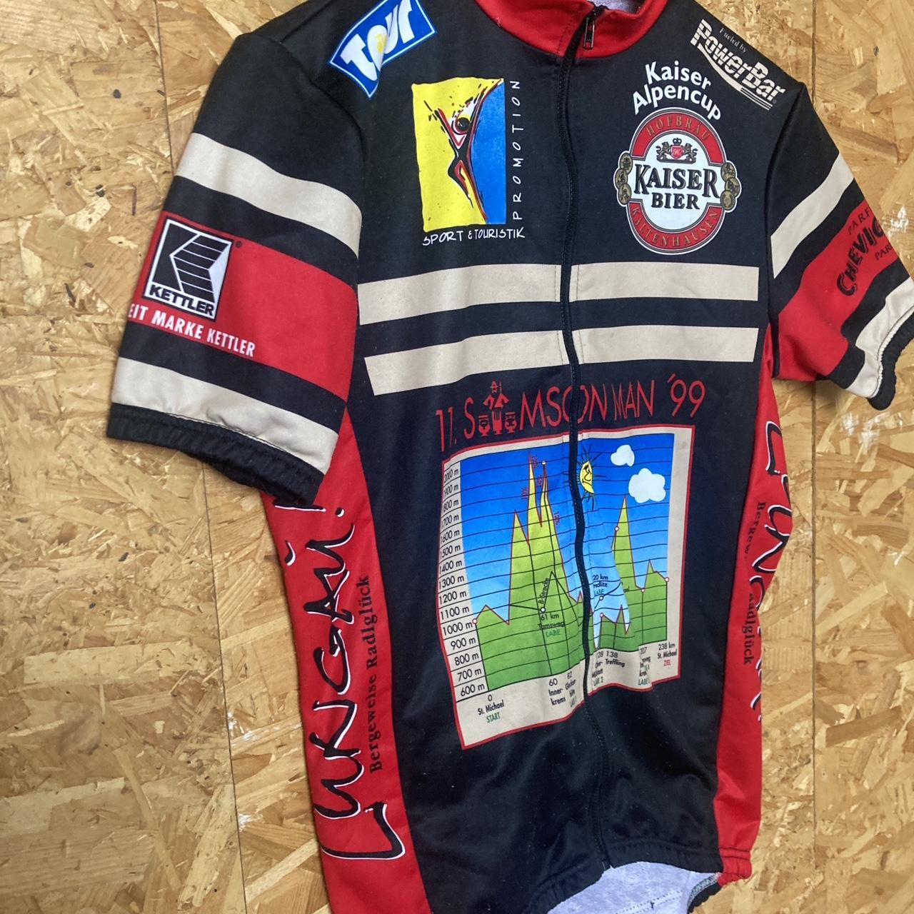 Vintage 90s German Samson Man 99 Kaiser Alpencup Tour de France retro cycle jersey red black size medium