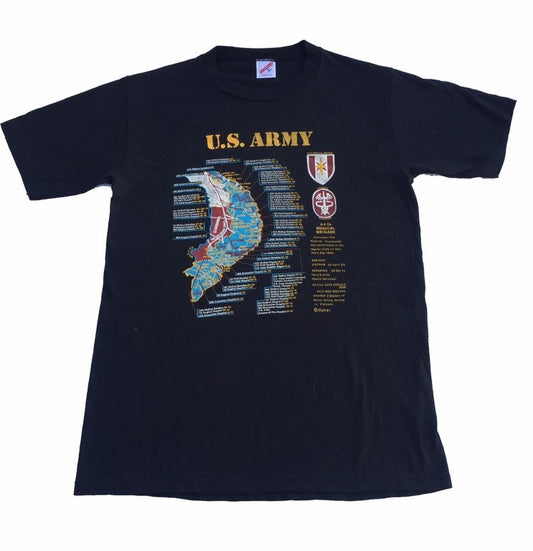 Vintage 80s USA Army 44th medical brigade souvenir black t shirt size medium