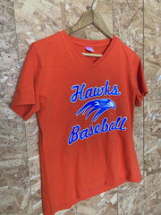 Vintage 90s Hawks Baseball college team Stephenson #3 USA orange v-neck t-shirt size medium