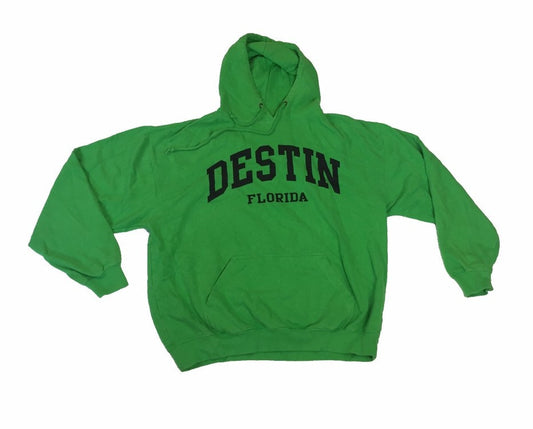 Vintage 90s Destin Florida USA college green thick heavy hoodie size large