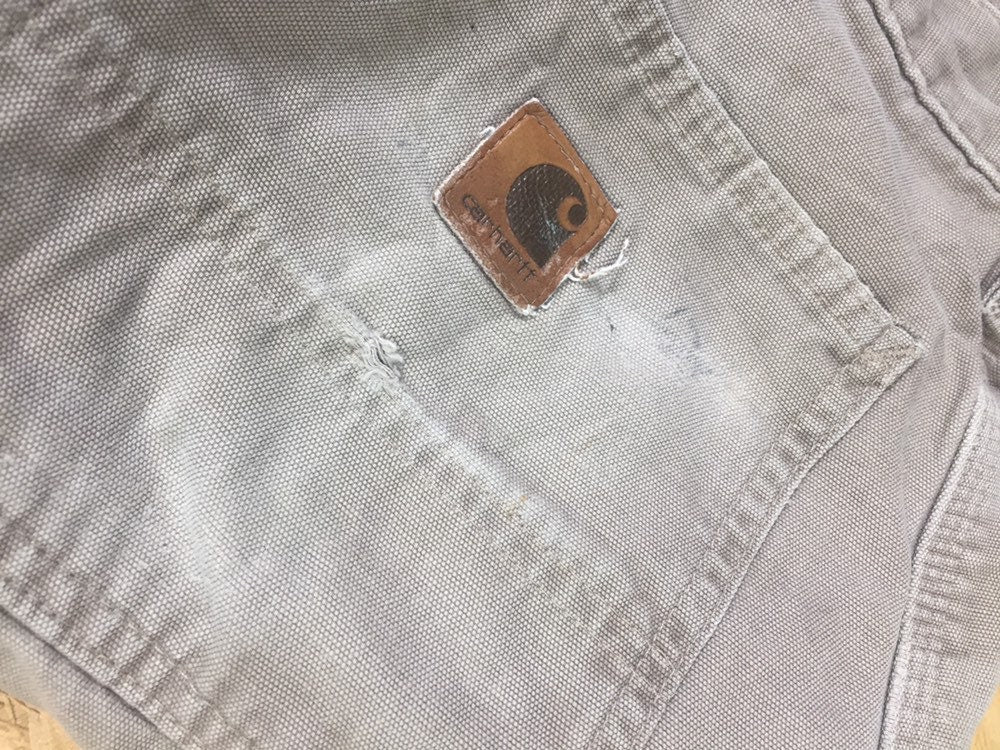 Vintage 90s Carhartt beige carpenter work pants distressed worn size W34 x L32