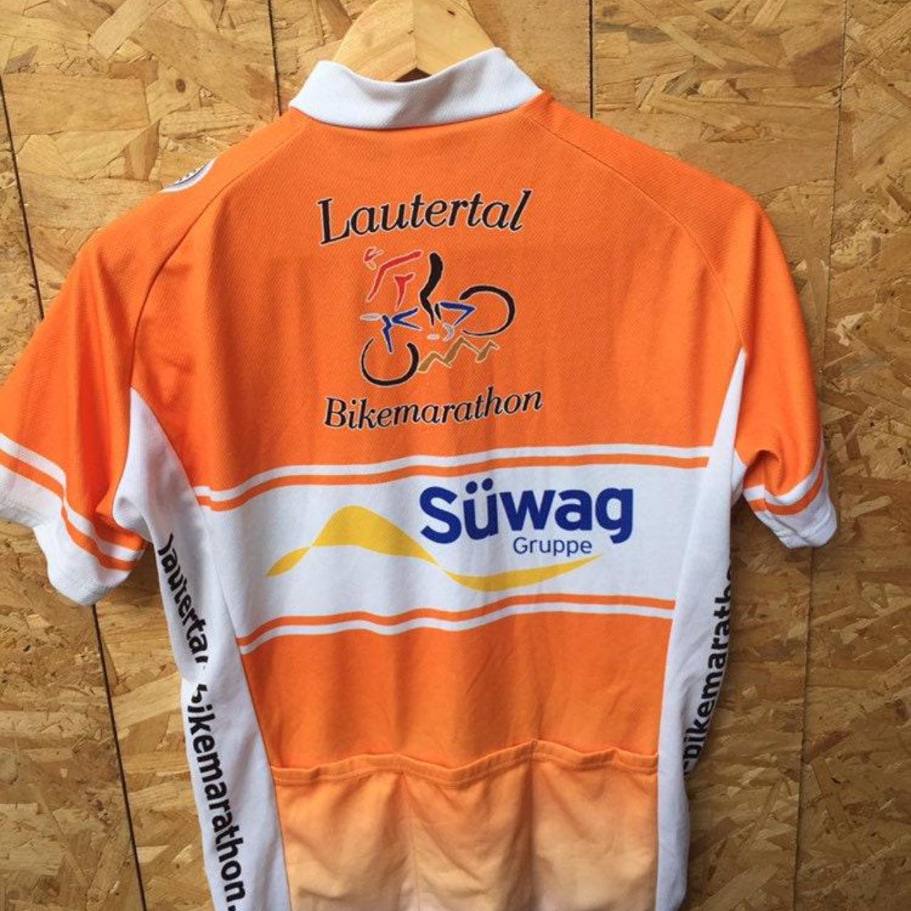 Vintage Lautertal Bikemarathon Germany souvenir Tour de France style cycle jersey orange white blue size medium