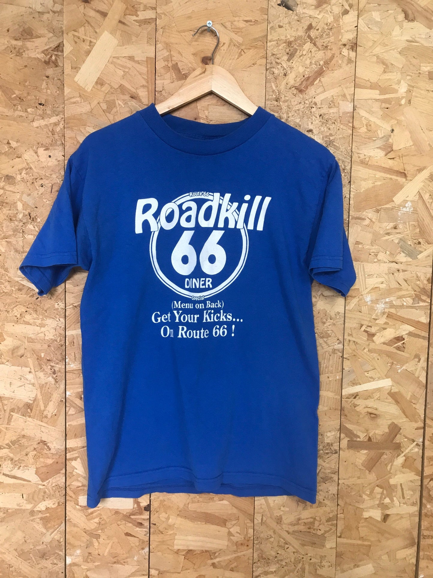 Vintage 80s Roadkill 66 Diner  blue t-shirt size medium