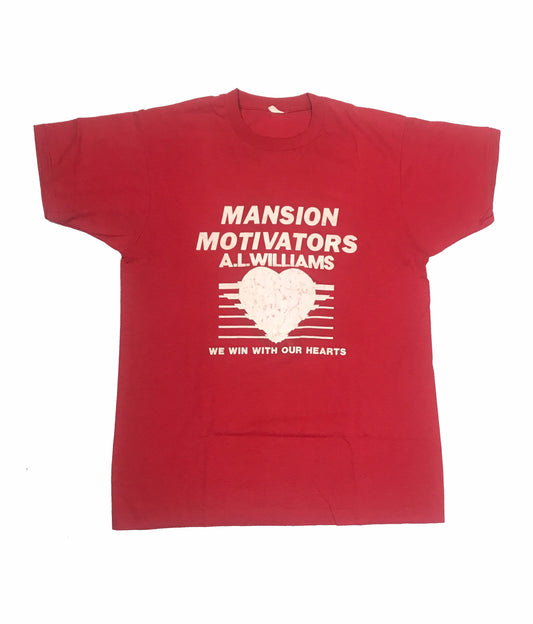 Vintage 80s USA Mansion Motivators workers red souvenir t-shirt size medium