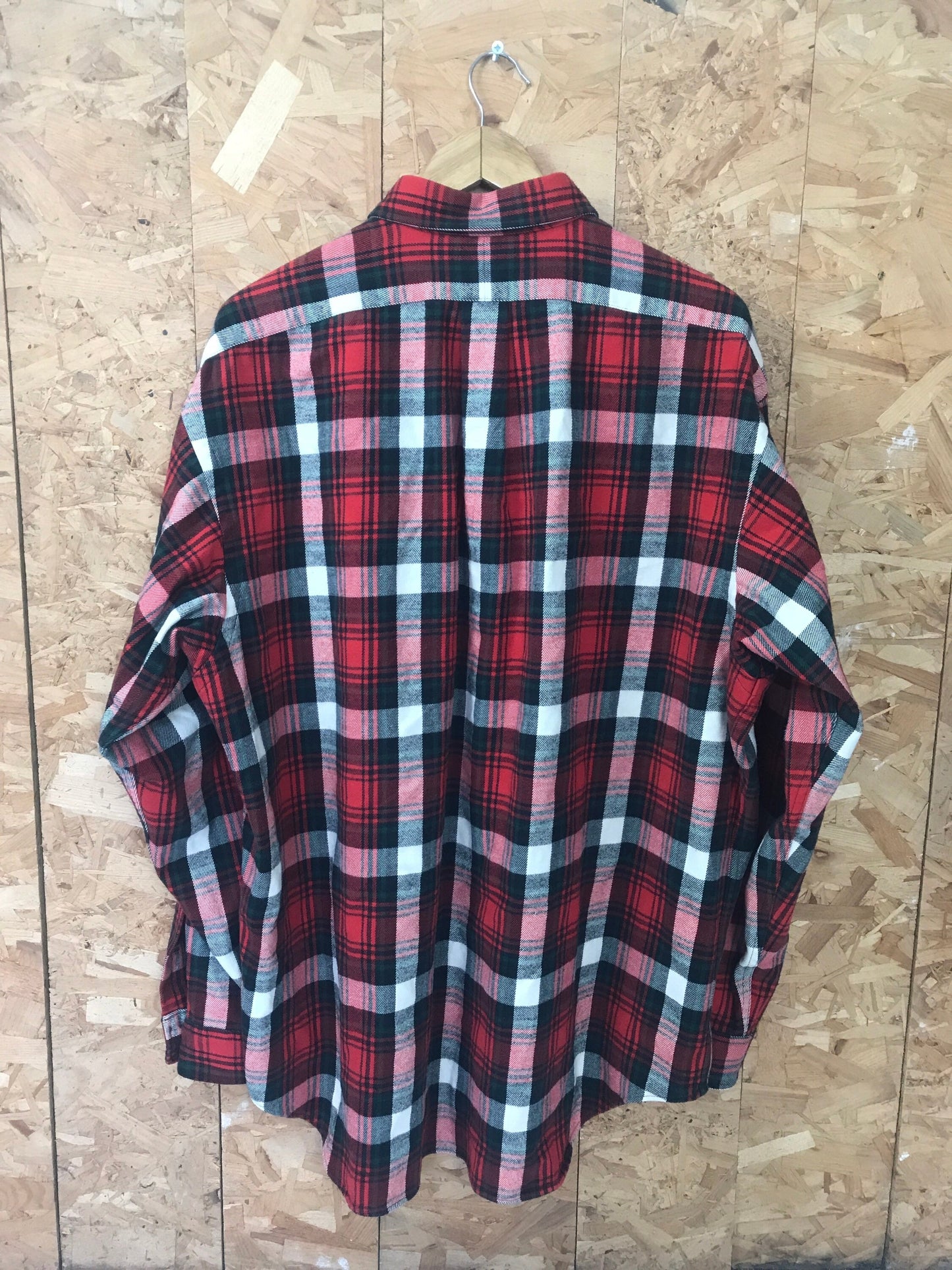 Vintage Y2K red black white check soft brushed wingfield heavy cotton oversized CPO shirt size XL by Ralph Lauren