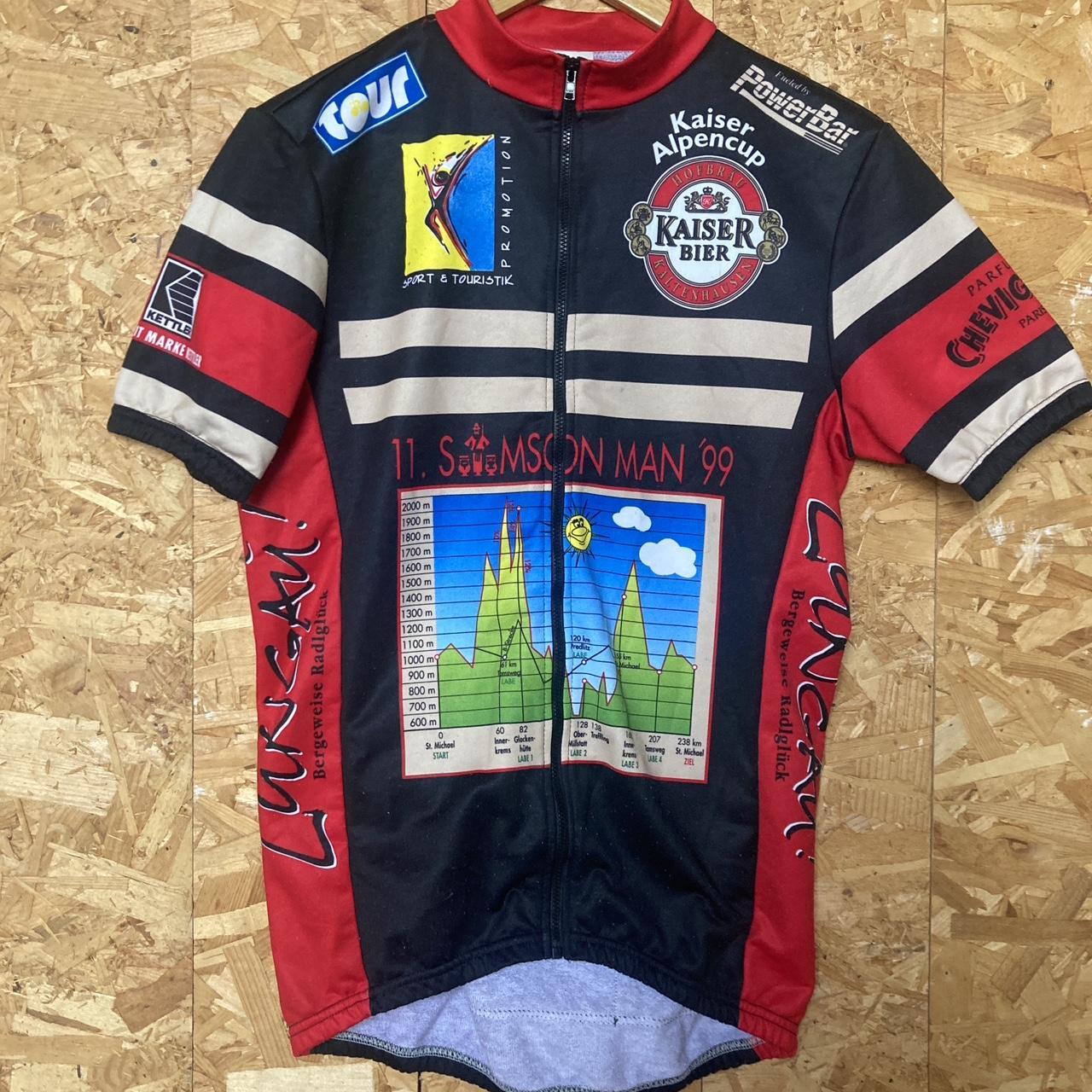 Vintage 90s German Samson Man 99 Kaiser Alpencup Tour de France retro cycle jersey red black size medium