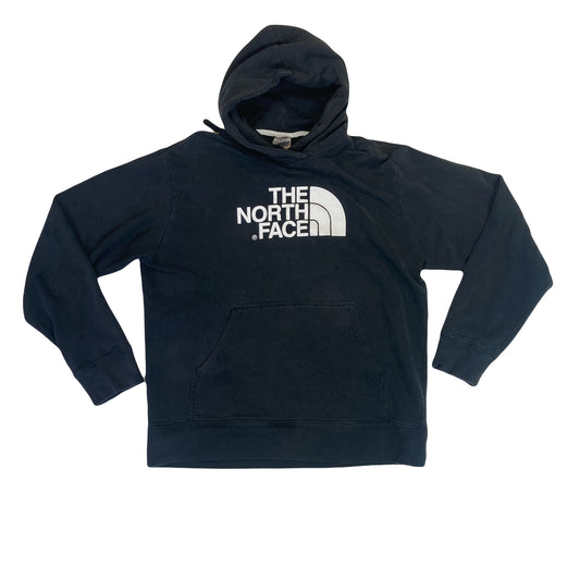 Vintage Y2K The North Face white logo on black hoodie size medium oversized fit