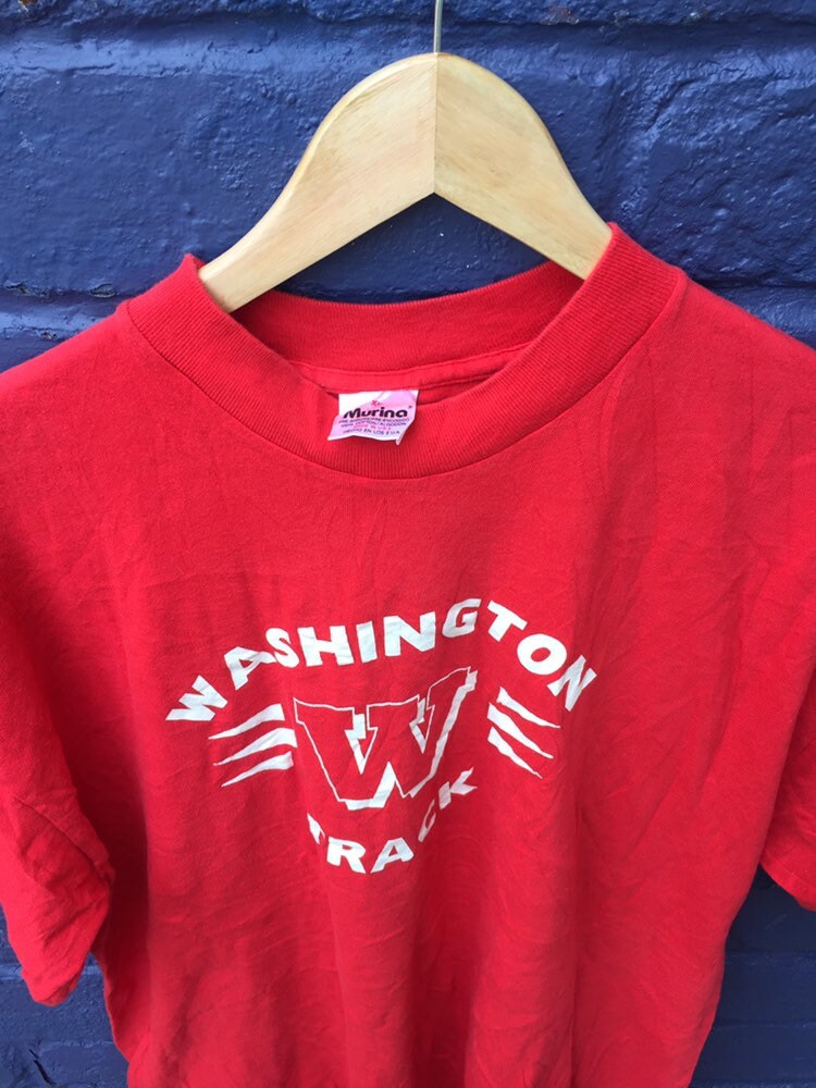 Vintage 80s Washington Track USA college varsity red t-shirt size XL